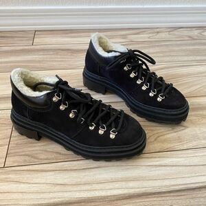 Schutz Black Lucille Faux Shearling Lined Ankle Boots Women's Size 9